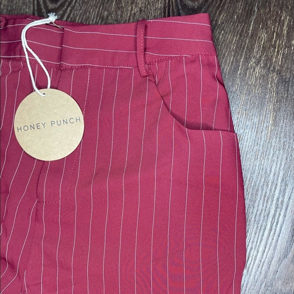 HONEY PUNCH WINE WHITE PIN STRIPE SHORTS - Picture 12 of 13